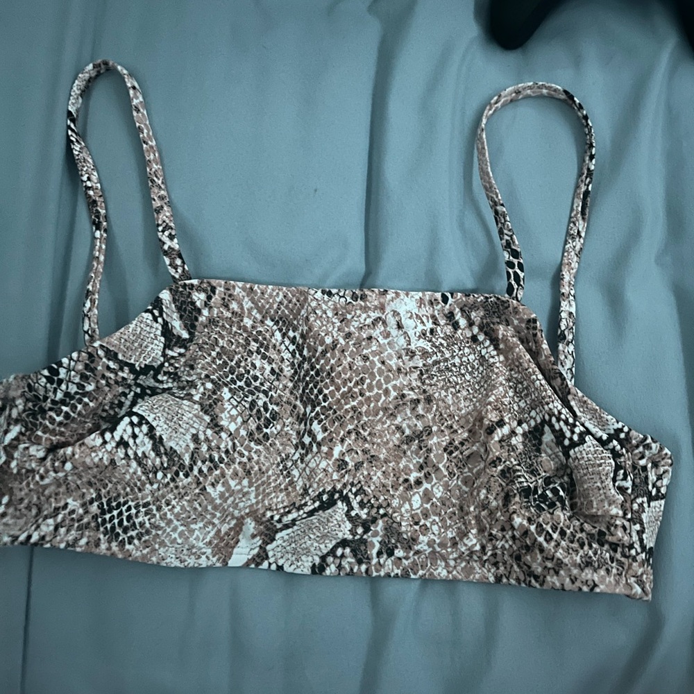 A snake skin brown bikini top